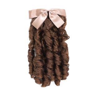 Regency Ringlet Ponytail Hairpiece with Bow Spiral Curl Synthetic Half Wig Historical Colonial Lady Costume Wig (Light Auburn) 2/30#