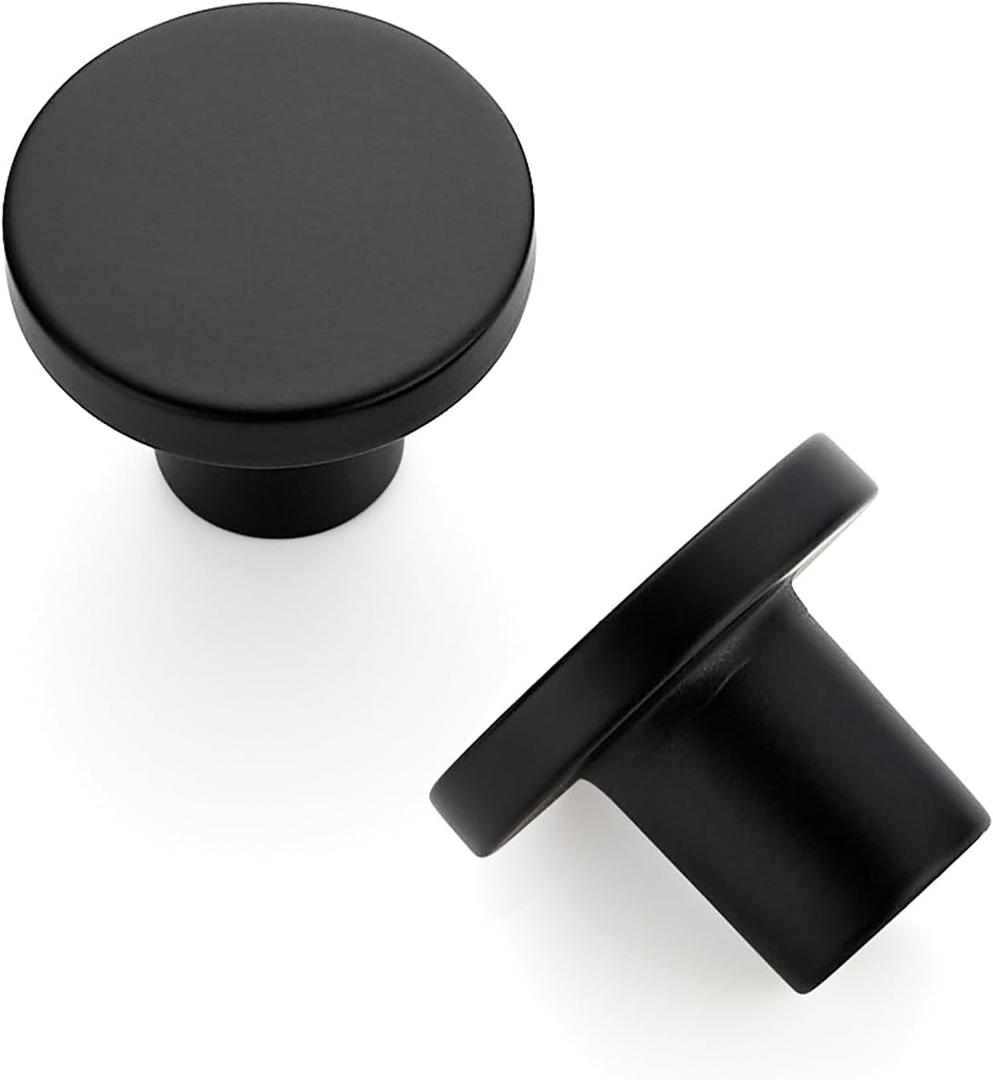 Ravinte 10 Pack Cabinet Knobs Black Kitchen Cabinet Knobs Round Dresser Drawer Knobs Matte Black Drawer Pulls Closet Door Knobs 1-1/5 Inch, OCNYN8HS10