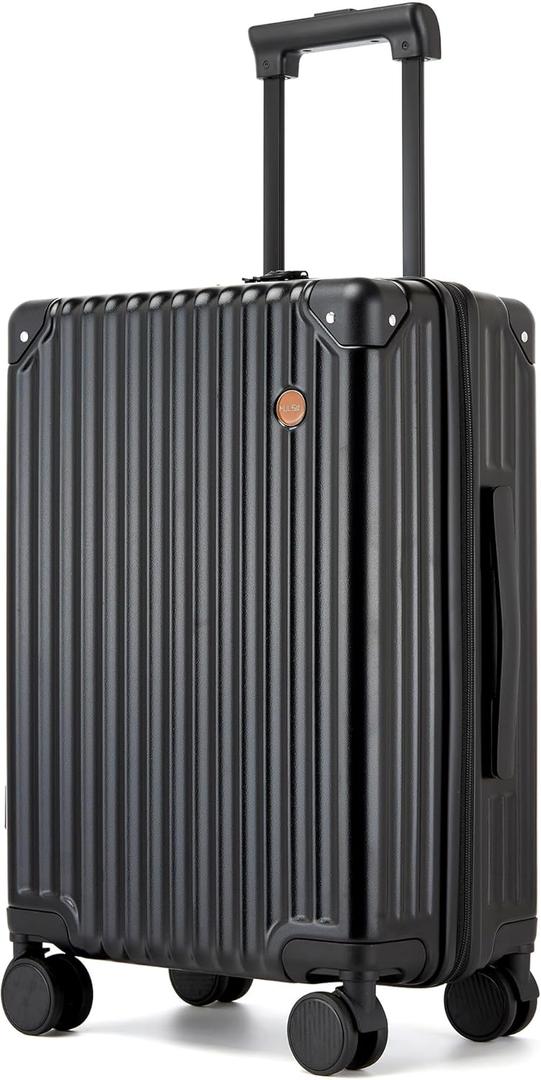 20 Inch Carry on Luggage,Airline Approved 22x14x9 Hard Shell Carry on Suitcase with 360 Spinner Wheels,TSA Lock and Lightweight Hardside Carry-on Luggage for Travel (Black, 20 Inch)