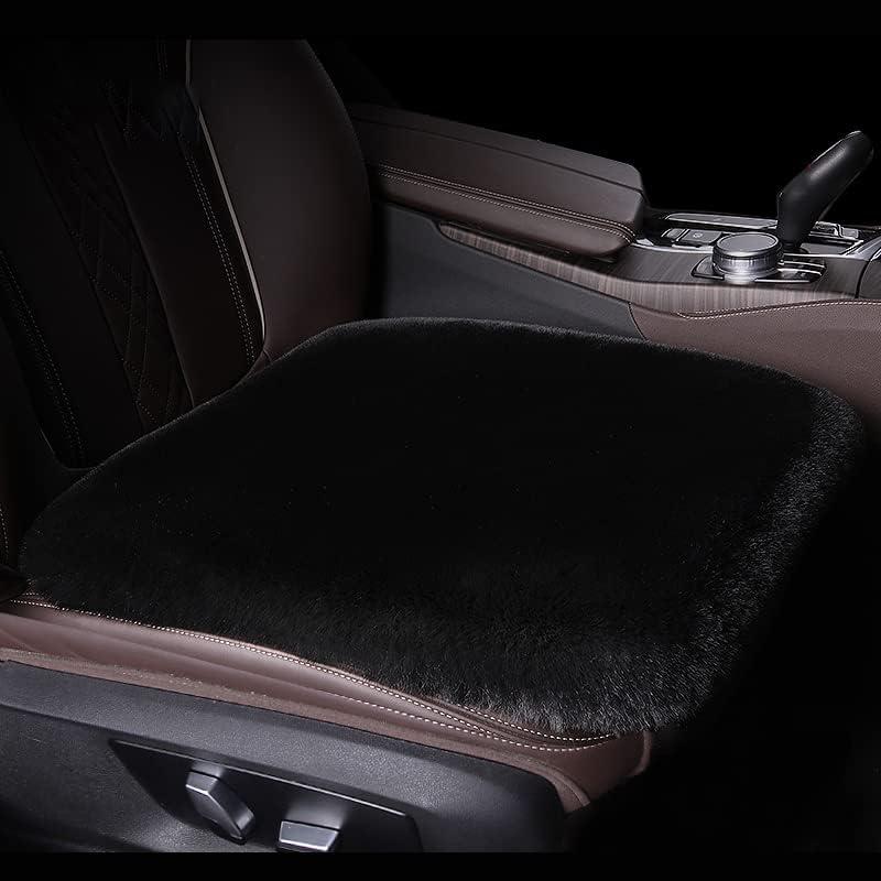 Soft Fuzzy Faux Fur Car Seat Cover, Cozy Synthetic Fluffy Automotive Seat Cushion for Cars SUV Trucks Universal Fit, 1 Pc seat (Black, 1 Piece Larger Front(19inch))