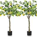 Jexine 2 Pack Artificial Lemon Tree 3 ft Tall Fake Plant Pre Potted Faux Lemon Tree Realistic Fruits for Indoor Home Decor Office Living Room