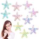 Oruola 10pcs Mermaid Hair Clips,Starfish Hair Clips,Glitter Starfish Clips,Sequins Beach Hair Accessories,Starfish Hair Clip for Women Girls Beach Wedding Hairstyle Tool Multicolor