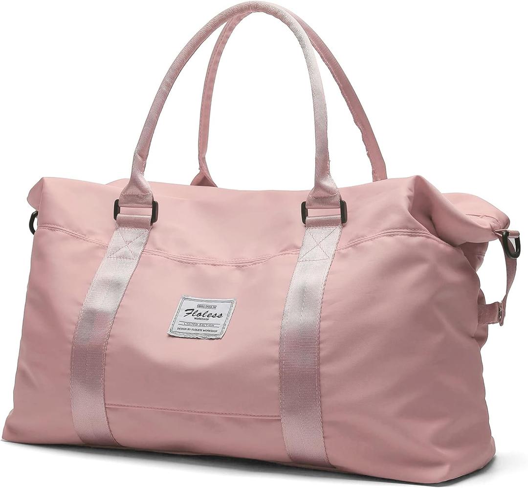 HYC00 Travel Duffel Bag,Carry-on Overnight Weekender Bags for Women,Sports Tote Gym Bag with Wet Pocket (A1-Pink)