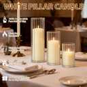 72 PCS Ivory Pillar Candles and Ribbed Glass Cylinder Vases, 36+36