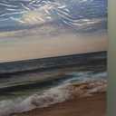 HUADAOART Ocean Beach Sunset Canvas Wall Art Coastal Seascape with Waves, Large Panoramic Print 30 x 58 in Artwork for Living Room Bedroom Office Decor Ready To Hang 1PCS