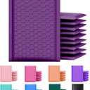 Yens Poly Bubble Mailers 4x8 In 50 Pack Purple Waterproof Self Seal Adhesive Shipping Bags, Cushioning Padded Envelopes for Shipping, Mailing, Packaging Usable 4x7