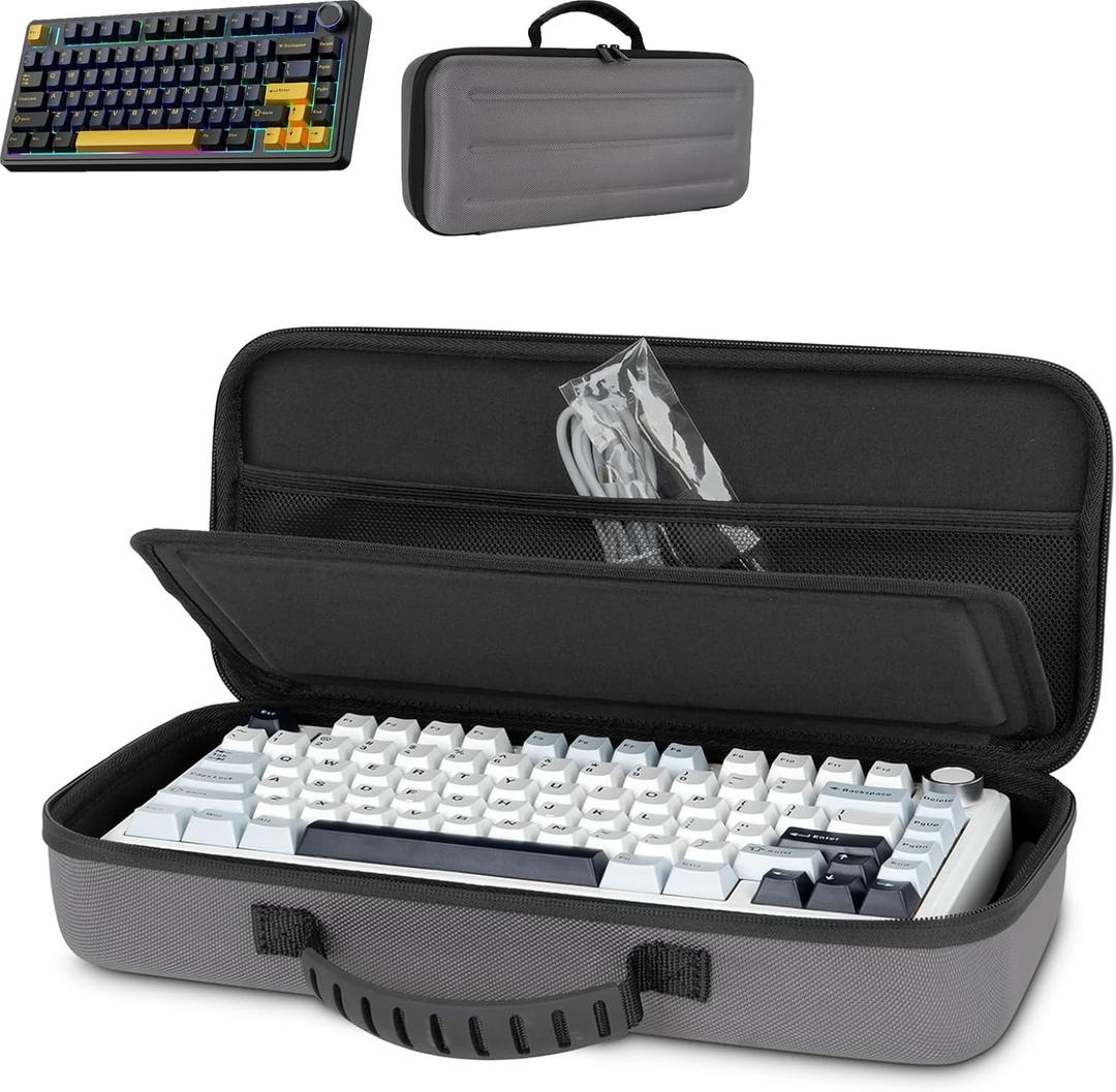 75% Keyboard Case, Hard Shell Travel Carrying Bag for Aula F75 Gasket Mechanical Keyboard, Compatible with ASUS ROG 75% Wireless Hot Swappable Gaming Keyboard