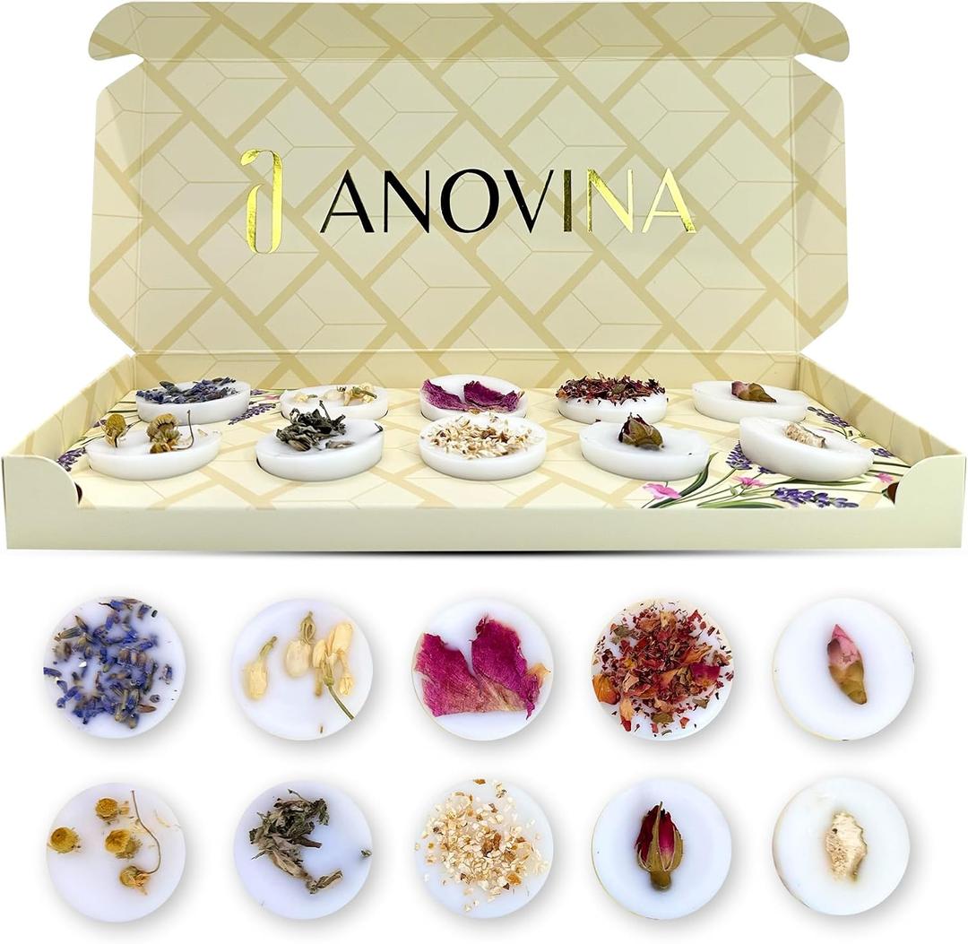 Anovina Wax Melts Gift Set Strong Scented Soy Wax Melt Natural Plant Based Candle Melts Highly Scented Valentines Day Gifts for Women, Wife, mom and Girlfriend