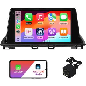 2+32G Android 12 Double Din Car Stereo for Mazda 3 Axela 2014-2019 with 9 Inch Touchscreen Radio Built-in Wireless Carplay/Android Auto/GPS/Bluetooth/FM/AUX-in/SWC/Backup Camera (with Canbus)