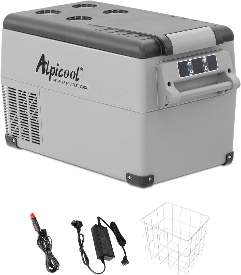 Alpicool CF35 Portable Car Refrigerator,12 Volt Car Fridge Freezer, 32 Quart (30.6 Liter) Fast Cooling 12V Car Fridge -4~68, Car Cooler, 12/24V DC and 100-240V AC for Outdoor, Camping, RV, Truck (32 Qt-CF35)