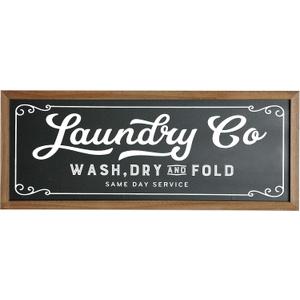 Laundry Sign for Family Laundry Room Decor Rustic Wood Frame Farmhouse Wall Art Black Signs Surface Waterproof Housewarming Gift, 19.7x7.9 inch