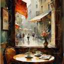 Rainy Day Parisian Paint by Numbers Kit for Adults - DIY Cafe Street Painting on Canvas, Acrylic Paint Set, Suitable for Beginners, Art for Home Decoration or Gifts(16X20IN Framed)