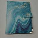 A5 Refillable 6 Ring Faux Leather Budget Binder,Mini Notebook Binder Cover for A5 Filler Paper,Loose Leaf Personal Planner Cover with Magnetic Buckle Closure(Marble Blue)