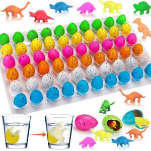 60PCS Small Hatching Dinosaur Eggs for Dinosaur Party Favors Birthday Christmas Goodie Bag Stuffers Classroom Carnival Prizes Bulk Pinata Fillers Novelty Grow in Water Dino Eggs with Toys Inside