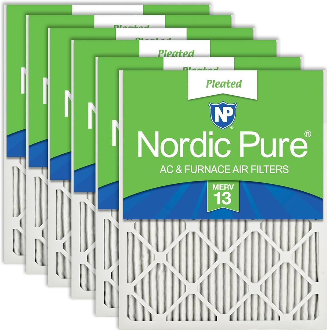 Nordic Pure 10x24x1 (Actual Size: 9 1/2 x 23 1/2 x 3/4) Pleated MERV 13 Air Filters 6 Pack