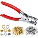 Mudder 301 Pcs Grommet Eyelet Pliers Tool Kit, Fabric Leather Hole Eyelets and Grommets Punch Pliers with 300 Metal Eyelets for Belt Shoes Cloths(1/4 Inch,Silver)