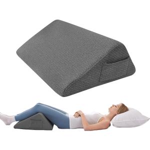 Bedluxe Knee Wedge Pillow, Memory Foam Leg Pillow Knee Pillow for Back Sleeping, Wedge Pillows for Legs Post Surgery, Triangle Pillow for Knee Support, Leg Elevation, Knees Hip Back Pain Relief, Black (23.6*18.9*7.9 Inch)