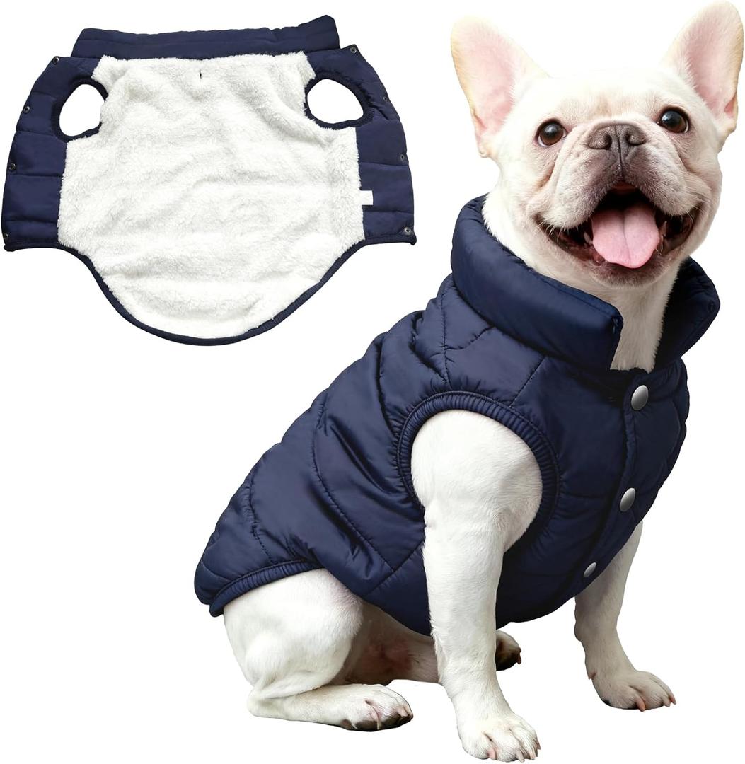 Dog Jacket Waterproof Fleece Dogs Vest Small Dog Coats for Winter Cold Weather Warm Dogs Puffer Jacket Puppy Coat Blue Pet Jackets Cat Coats, Size S