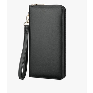 Chelmon Women's Vegan Leather Clutch Wallet with Zip, Hand Strap, Large Capacity