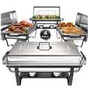 sifer Chafing Dishes for Buffet 9Qt 4 Pack [Multi-Size Food Pans] | Chafing Dishes with 80% Faster [Screwless Installation] and Stacking Design [Easy Storage] for Fathers Day Party/Wedding