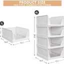 4 Pack Stackable Closet Storage Basket - Stackable Storage Bins, Multifunctional & Foldable Closet Organizer, Wardrobe Cupboard Space-Saving Clothes Storage Hat Organizer, White
