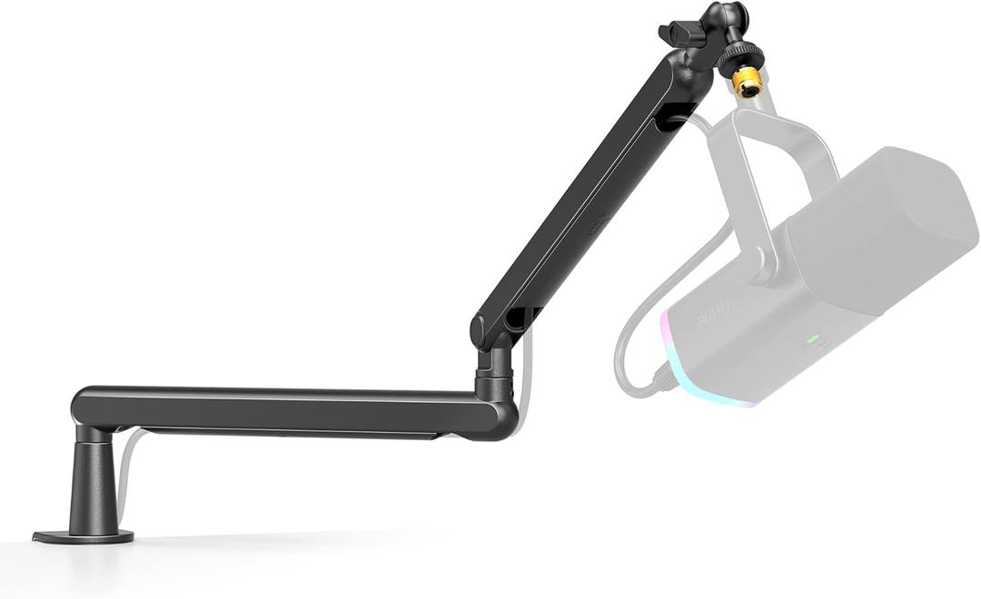 FIFINE Microphone Boom Arm, Low Profile Adjustable Stick Microphone Arm Stand with Desk Mount Clamp, Screw Adapter, Cable Management, for Podcast Streaming Gaming Studio-BM88 (Black)