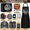 14 Pcs Best Uncle Ever Gifts with 11 Oz Uncle's Sippy Cup Whiskey Glass 4 Whiskey Stones Coaster Apron Hat Sock Tape Measure Keychain, Birthday Father's Day Christmas Gifts for Uncle