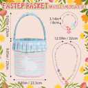 Easter Basket for Girls with Flower Beaded Bracelet and Necklace - Cute Fabric Easter Basket with Bunny Design, Perfect for Egg Hunt, Party Favors, Spring Decor & Gift (Green)