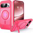 for Google Pixel 9 Pro XL/10 Pro XL Case with MagSafe [Invisible Kickstand] [Charge While Standing] [Military Shockproof] Translucent Matte Soft Silicone Bumper Phone Case Slim, Rose
