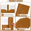 Yeaqee 60 Pcs Plastic Folders with Pockets and Prongs Plastic Folder 2 Pockets 3 Prongs with Business Card Slot Back to School Folders for Students, Teachers, Office Workers (Brown)
