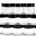 Vivaplex, 10, Clear, 2 oz, Round Glass Jars, with Inner Liners and black Lids
