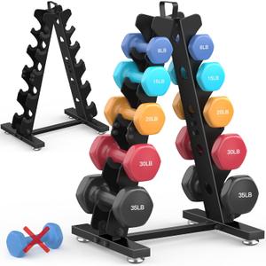 TomCare 5 Tier Dumbbell Rack Stand Only, Weight Rack for Home Gym Storage Stand for Weights Metal A-Frame Strength Training Dumbbell Holder with Handle (Dumbbells not Included)