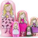 GRPSKCOS Nesting Dolls Valentines Day Gifts for Kids Birthday Cute Angel Girls Stacking Russian Matryoshka Dolls Toys Set of 5(02 Angel)