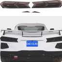 Daeiclru Car Tail Light Lamp Cover Compatible with Corvette C8 Stingray/Z06/E-Ray 2020-2025, Taillight Shell Trim Cover, Exterior Taillight Protection Cover Accessories, Smoked Black