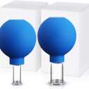 Nuanchu 2 Pieces Glass Cupping Set, Facial Cupping Cups Glass Silicone Cups Vacuum Suction for Face Skin Back Shoulder Muscle (1 Inch and 0.65 Inch Diameter,Blue)