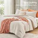 MUXHOMO Queen Size Comforter Set Beige, 3 Piece Solid Bedding for All Seasons, Warm Down Alternative Bed Set Includes 1 Lightweight Comforter (90"x90") and 2 Pillowshams (20"x26")