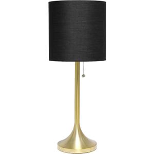 Simple Designs LT1076-GDB Tapered Fabric Drum Shade Table Lamp, Gold and Black, Gold/Black, 8 x 8 x 21