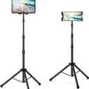 Raking Tablet Floor Stand, Height Adjustable Cellphone Floor Stand with 360Rotating Tripod Mount, Compatible with iPhone iPad Mini/Air/Pro and All 5.5-12.9 Inch Devices