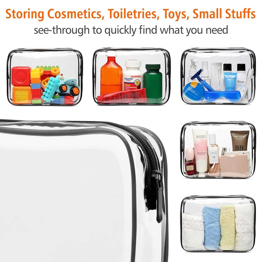 PACKISM Clear Makeup Bag - 1 Pack TSA Approved Toiletry Bag, Travel Clear Toiletry Bag, Black White Grey