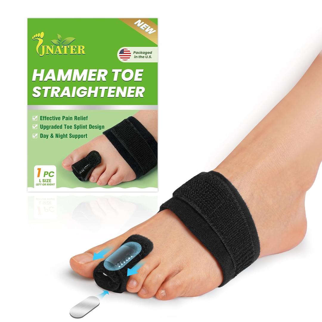 JNATER Hammer Toe Straightener Corrector for Women & Men - Adjustable Toe Splint for Hammer, Curled, Crooked Toes, Pain Relief, Broken Support (1 Compression Foot Wrap & 1 Strap, 1Pc)