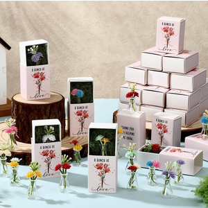 Xuhal Emotional Support Gifts for Women Mini Bud Vase with Flowers Positive Cards Motivational Office Desk Decor Gift for End of Year Women Nurse CNA Week Graduation Teachers Employee Wedding(60 Sets)