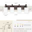 4 Light Bathroom Vanity Light, Morden Bathroom Lighting Fixtures Over Mirror Oil Rubbed Bronze Modern Wall Sconce with Milky White Frosted Shade ZCVL01ORBW-4