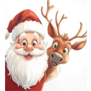 Christmas Dishwasher Cover Magnet Decor,23x26inch Large Metal Dishwasher Front Door, Reusable Decal for Kitchen Dishwasher Decal for Home Decor Washing Machine Refrigerator, Cartoon Santa and Reindeer (Q724)