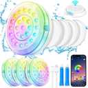 Homly Rechargeable Submersible Pool Lights with Wireless APP Control, Waterproof Underwater Smart LED Lights Controlled Multiple Lighting Modes, 4000mAh Magnets Light for Multi Scene Pool Decoration
