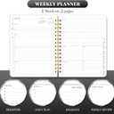 2026 Planner 8.5 x 11, Large Weekly Monthly Planners with Tabs, A4 Spiral Bound Daily Calendar 2026 Planner, 12 Month Agenda from Jan. to Dec., Flexible Cover Appointment Book(Black Gold Flower)