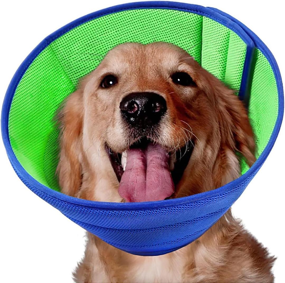 Soft Dog Cone Recovery Collars & Cones After Surgery for Small,Medium Large Dogs,Adjustable Breathable Dog Cone Collar,Protect Pets from Licking Wounds,Soft and Comfortable, Reduce Anxiety (Blue, L)