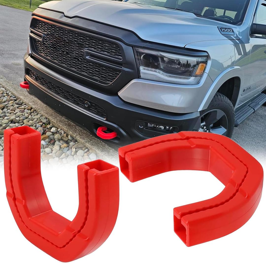 Front Tow Hooks Covers Hitch Cover Compatible with 2019-2025 RAM 1500 Accessories Protect Tow Hooks Add Color 2PCS (Red)