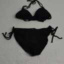 beautyin Women's Bikini Swimsuit Triangle String Halter Two Piece Bathing Suits (Medium, All Black)