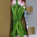 WeTop 30pcs Real Touch Tulips PU Artificial Flowers, Fake Tulips Flowers for Arrangement Wedding Party Easter Spring Home Dining Room Office Decoration (Light Pink)