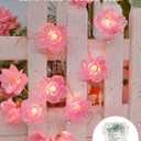 Cherry Blossom Flower String Lights for Bedroom, Pink Fairy Lights Battery Operated with Remote & 8 Modes & Timer, 10ft 30 LED Waterproof String Light Indoor Outdoor for Wedding Home Christmas Decor